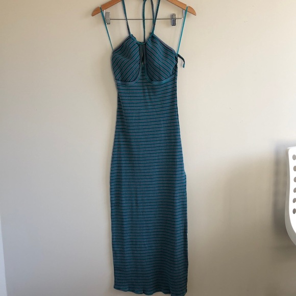 Free People Terra maxi dress ribbed halter teal - Picture 2 of 10